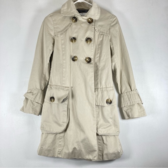 Zara Jackets & Blazers - Zara Basic Trench Coat Womens Small Tan Double Breasted Preppy  Outdoor Chic